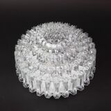 Round textured glass ceiling light by Limburg, Germany, 1970s.