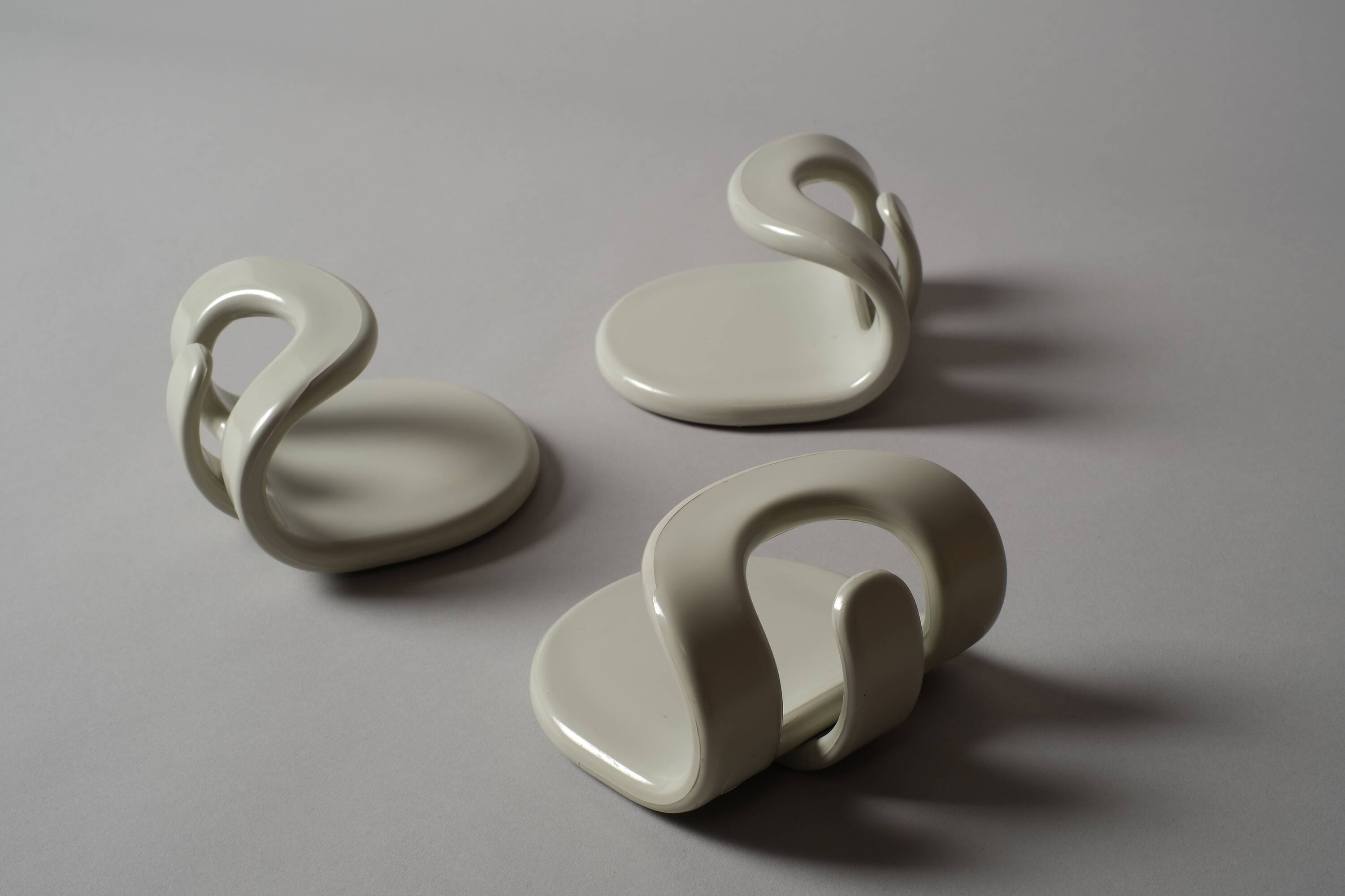 Con&Con Carlo Bartoli Space Age Wall Coat Hooks, Set of Three, Italy, 1970s