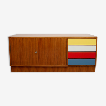 Enfilade des années 1960 avec tiroirs colorés
