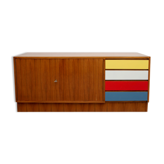 Enfilade des années 1960 avec tiroirs colorés