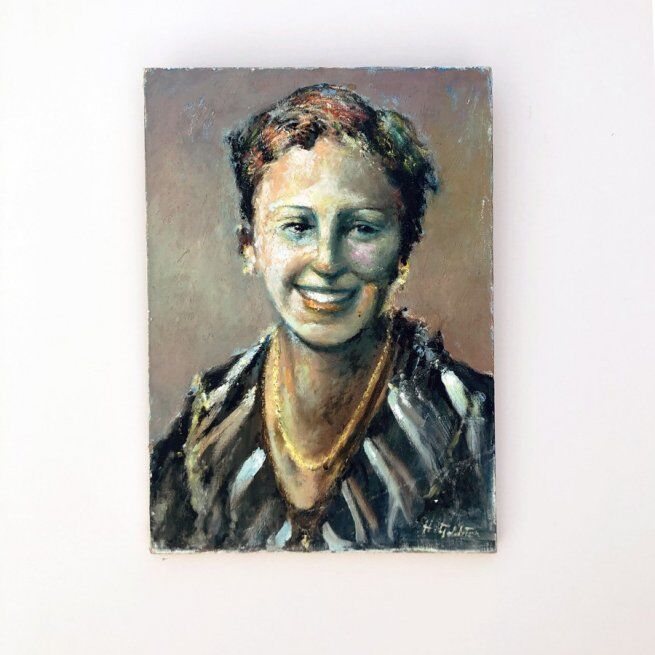 Tableau portrait de femme 1960 signé H.Golstein