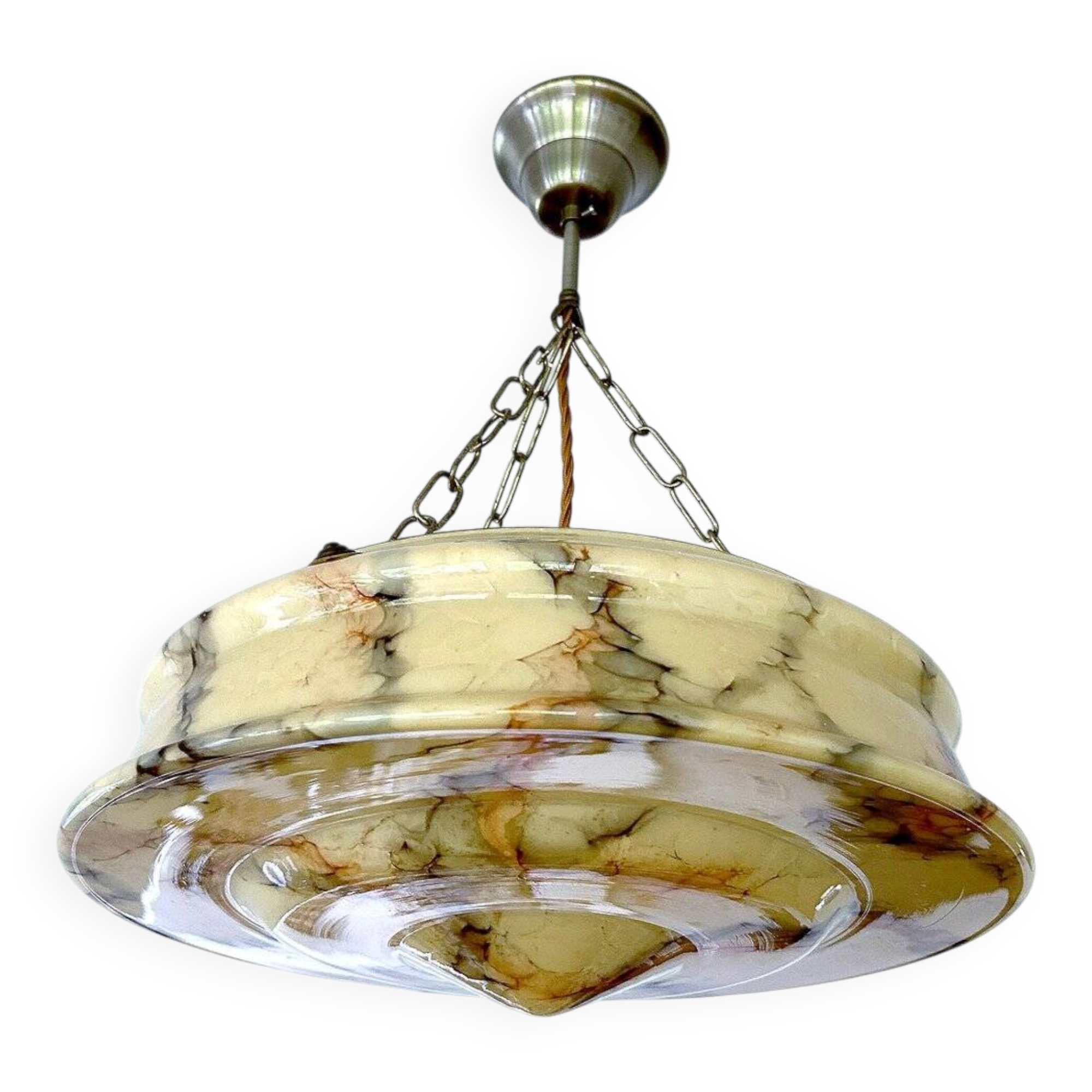 Art Deco pendant light in amber marble glass