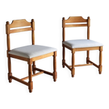 2 Carved solid pine chairs | Denmark | 1970s