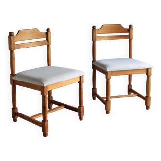 2 Carved solid pine chairs | Denmark | 1970s