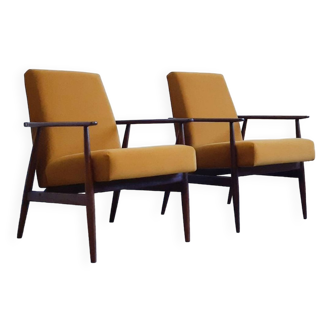 1960 Henryk Lis Mid Century Armchair in Goldenrod Velvet