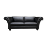 New 2-seater black leather sofa