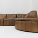 Vintage brown leather modular sofa from Laauser, set of 7