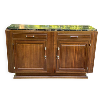 Vintage Parisian art deco sideboard in solid wood and black marble 180cm