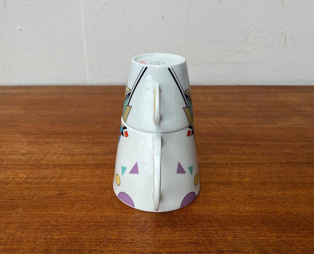 Teapot or coffee pot with cup from the German postmodern VIP collection by Seltmann Weiden, set of 2.