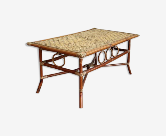 Table basse en bambou et rotin