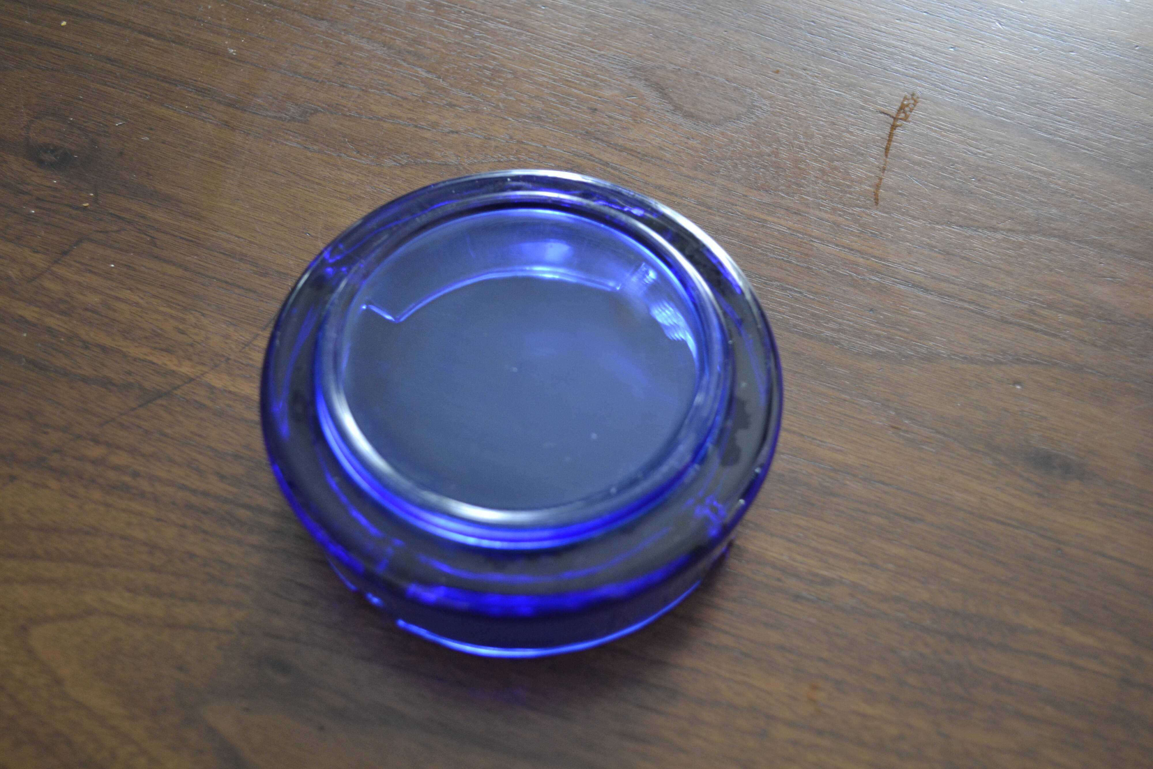 Blue glass ashtray