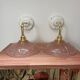 Vintage pink Art Deco glass wall lights