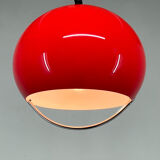 Suspension rouge et chromée du milieu du siècle par Harvey Guzzini pour Meblo Italie