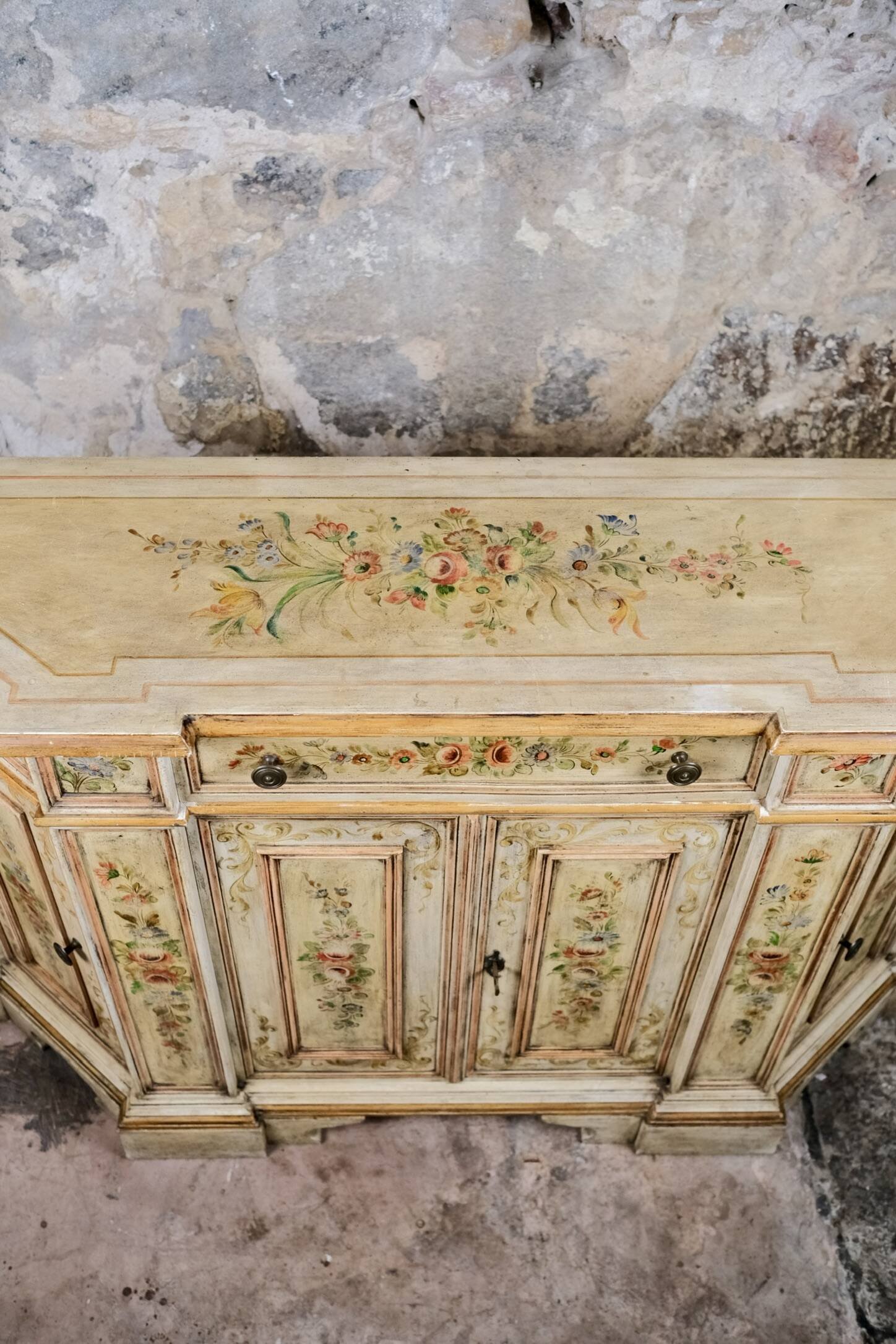 Hand-painted Venetian-style sideboard, mid-20th century