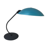 Lampe champignon aluminor métal noir + abat jour bleu années 80 vintage