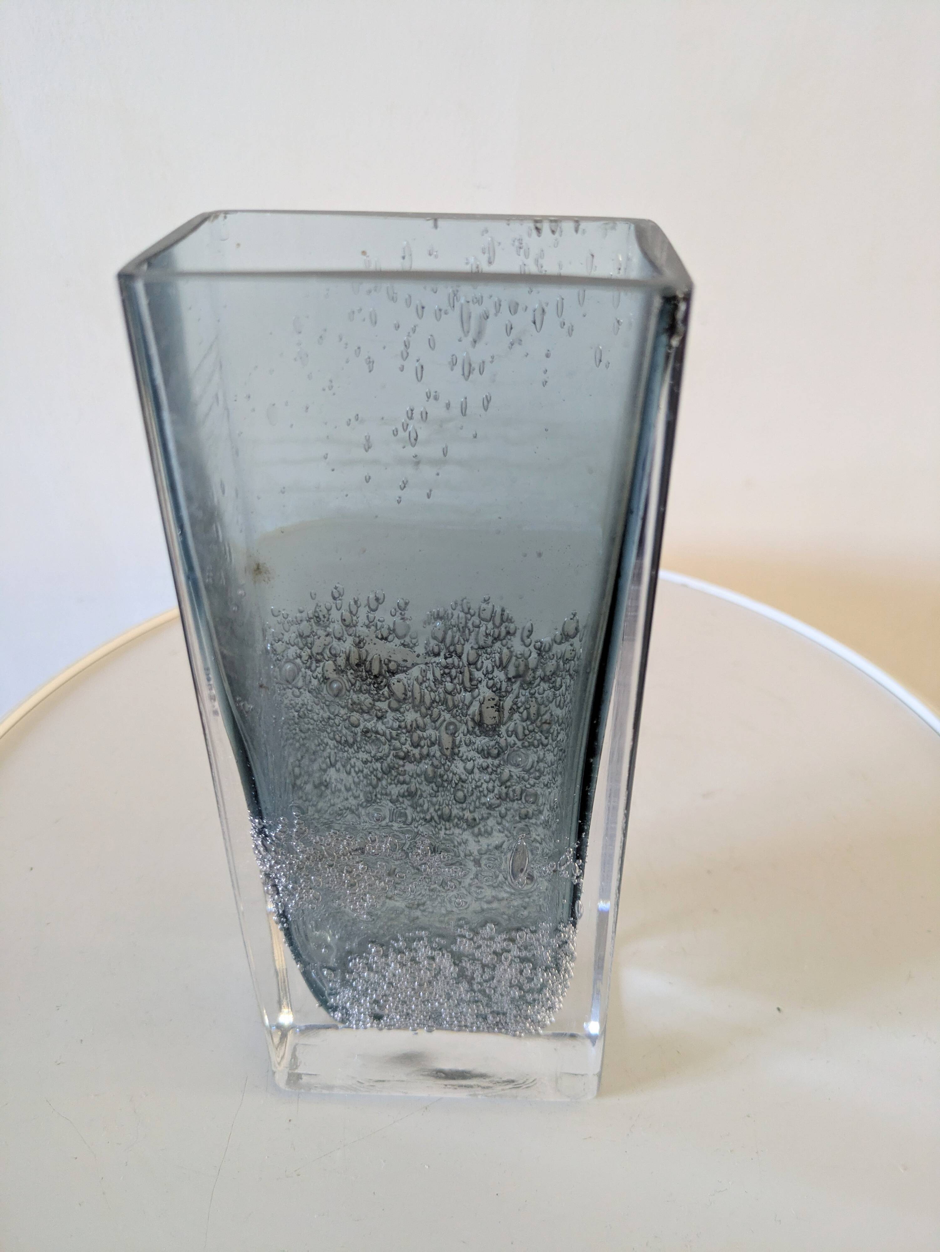 Bubble blown glass vase, 70s design