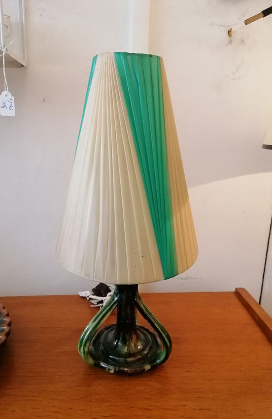 Ceramic foot lamp and vinyl slampshade, 1960