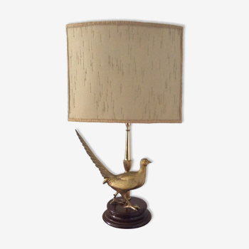 Lampe vintage années 70 faisan en bronze