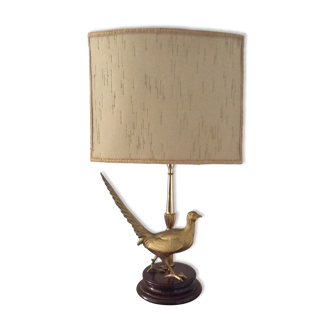 Lampe vintage années 70 faisan en bronze