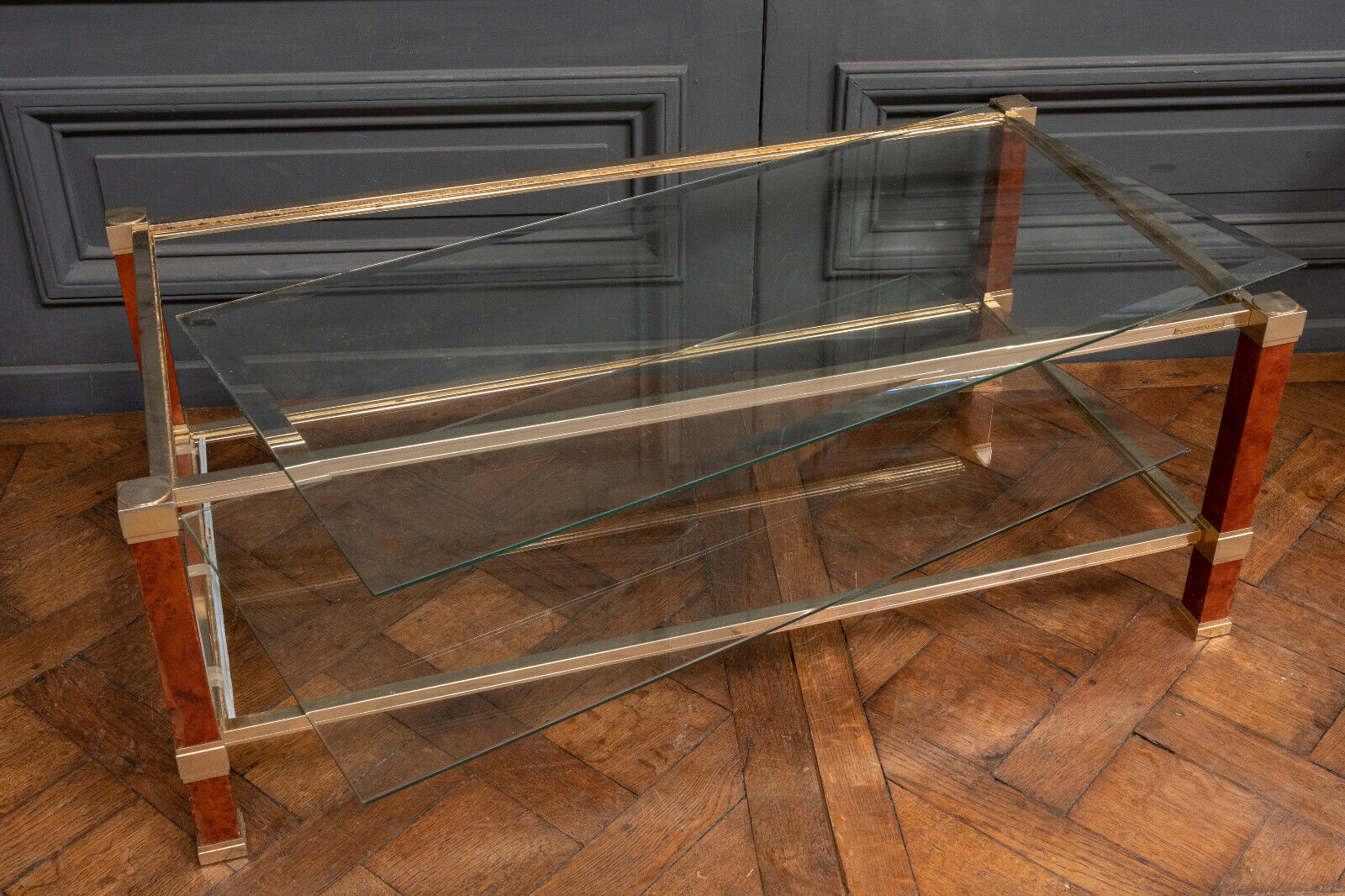 Coffee table with two trays by Pierre Vandel Paris 1980