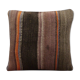 Striped Wool Kilim Cushion Cover Brown Purple Pillow Case- 39x39cm
