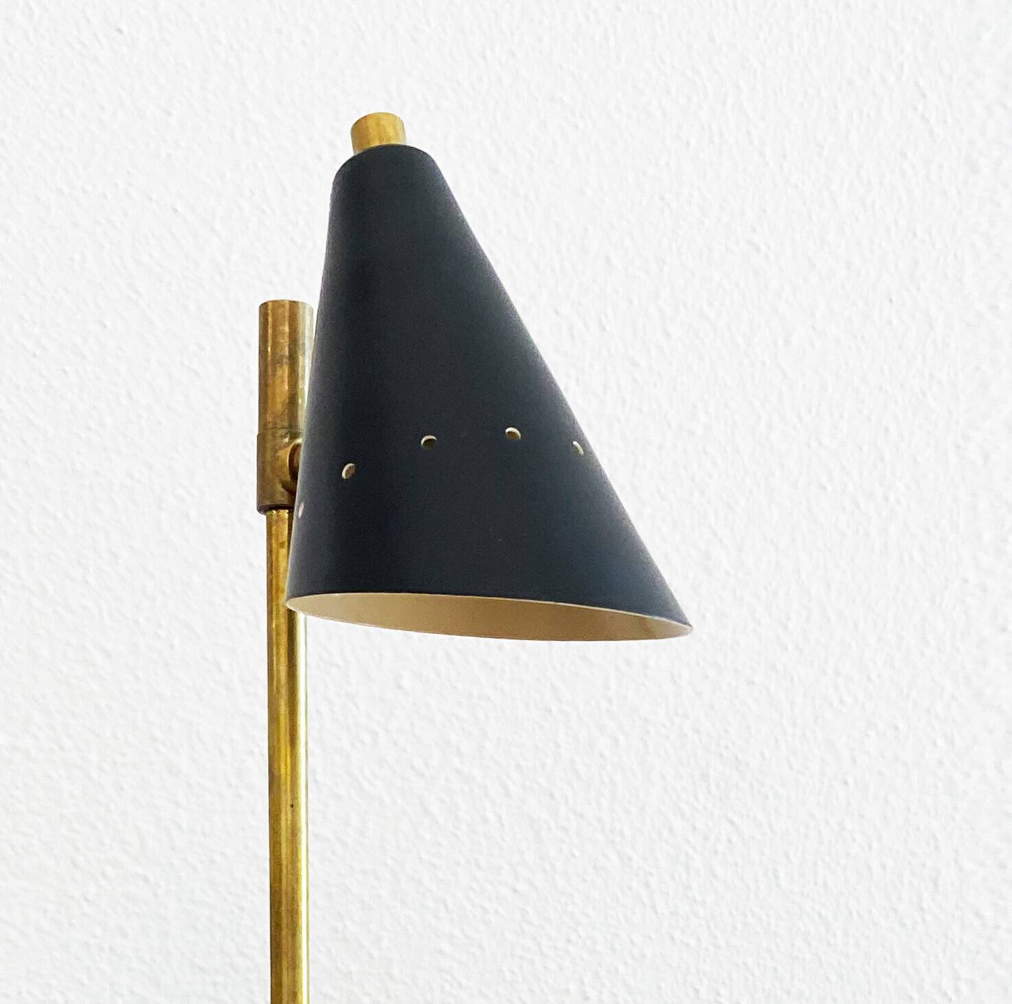Italian three-headed brass lamp, 50s design