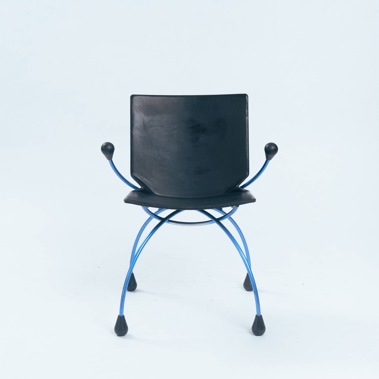 Postmodern metal leather chair by Boonzaaijer Mazairac, 1980s, Netherlands