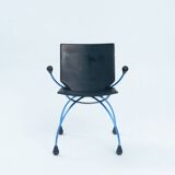 Postmodern metal leather chair by Boonzaaijer Mazairac, 1980s, Netherlands