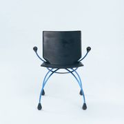 Postmodern metal leather chair by Boonzaaijer Mazairac, 1980s, Netherlands