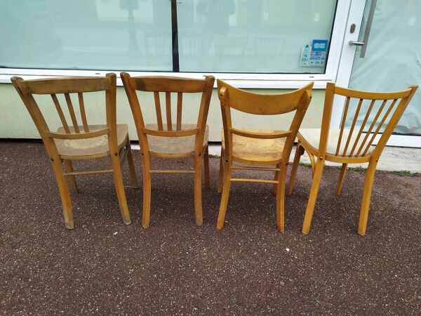 Lot de 4 chaises de bistrot en bois baumann
