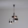 1950s Italian Brass & Black-Lacquered Chandelier with Opaline Glass Shades