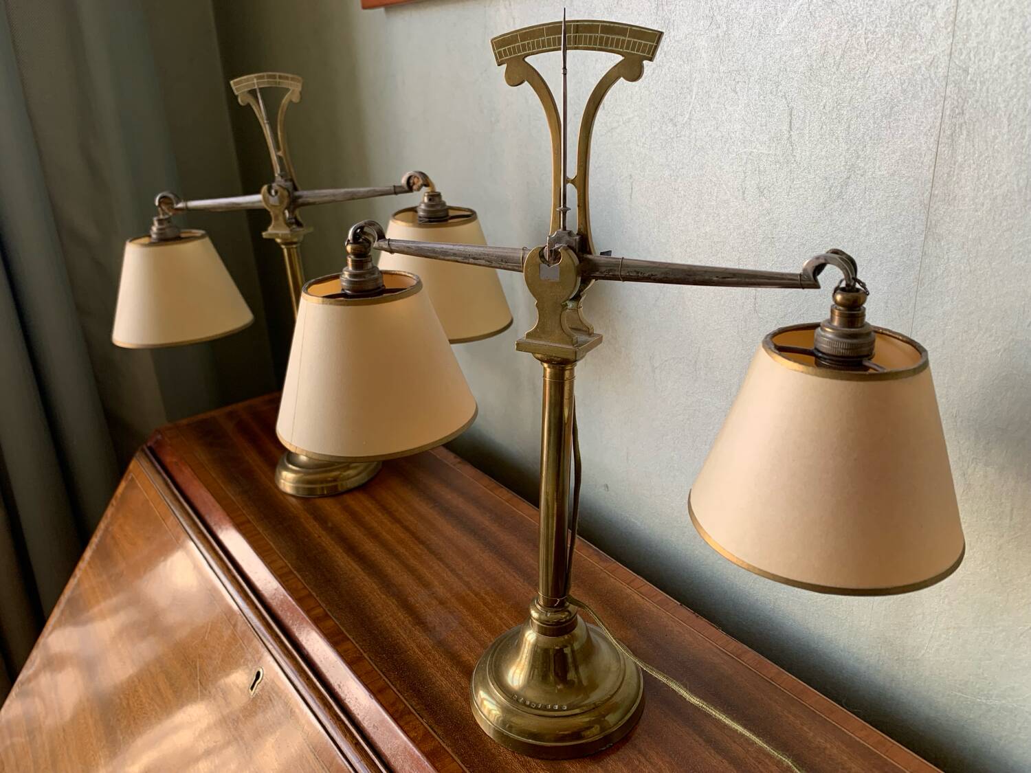 Pair of brass table lamps