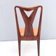 Set of Six Walnut Dining Chairs with Orange Fabric in the Style of Parisi