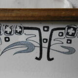 Earthenware salt box white white old blue