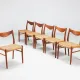 Arne Wahl Iversen set of six teak dining chairs Glyngore Denmark 1960