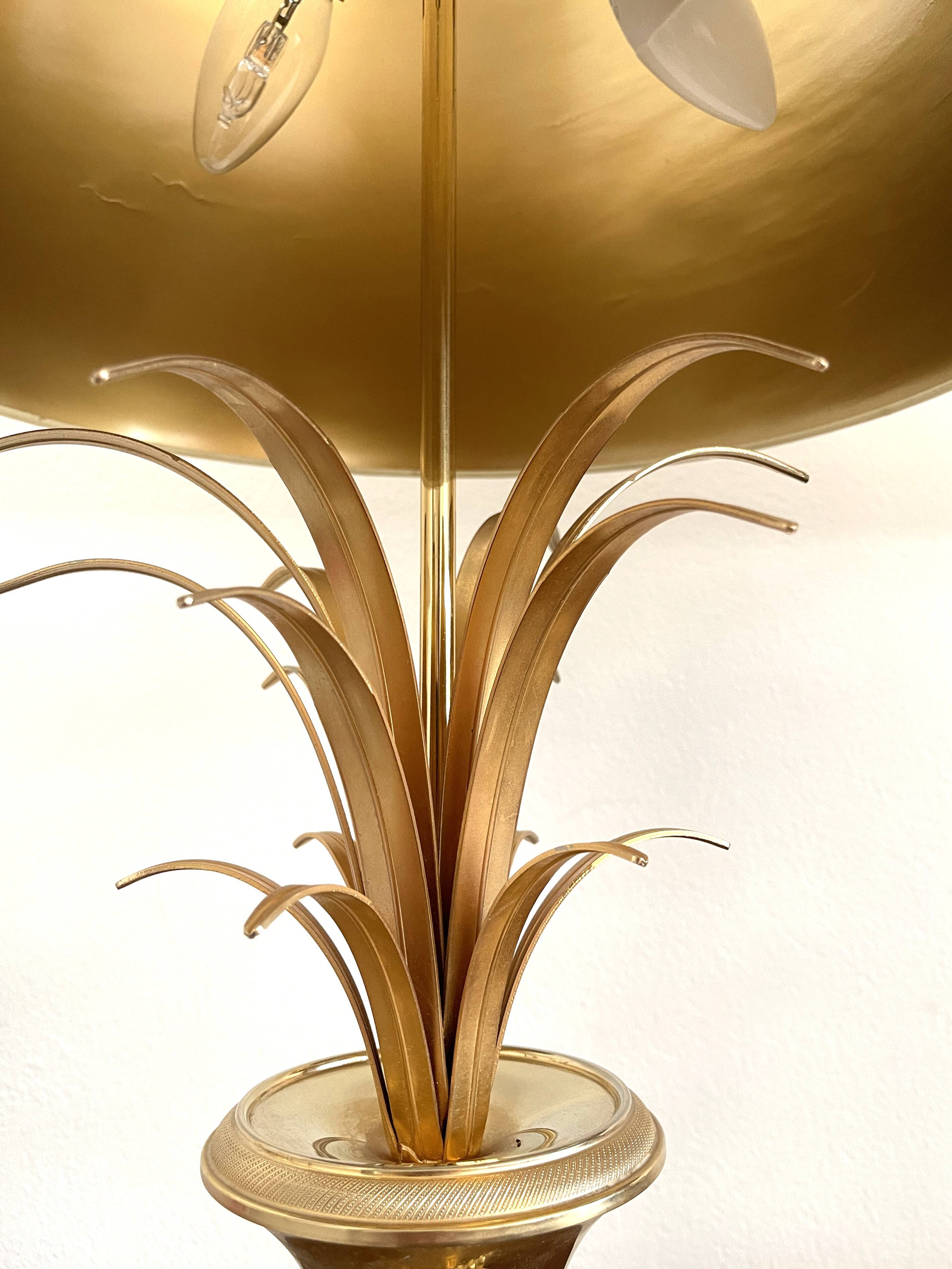 Pair of palm lamps in gilded brass – Maison Boulanger, circa 1980