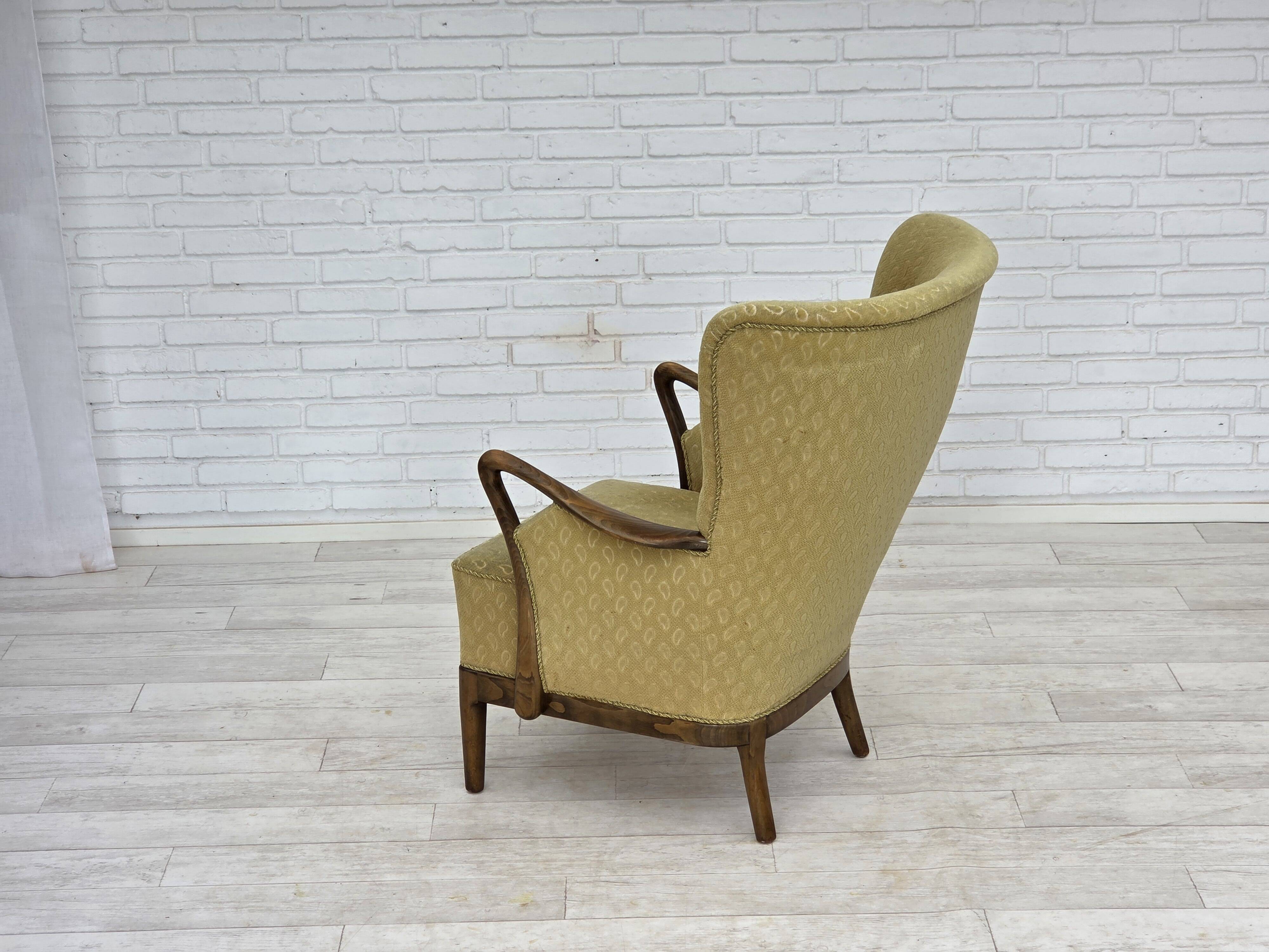 1960s, Danish armchair by Slagelse Møbelværk, model 157, velour.