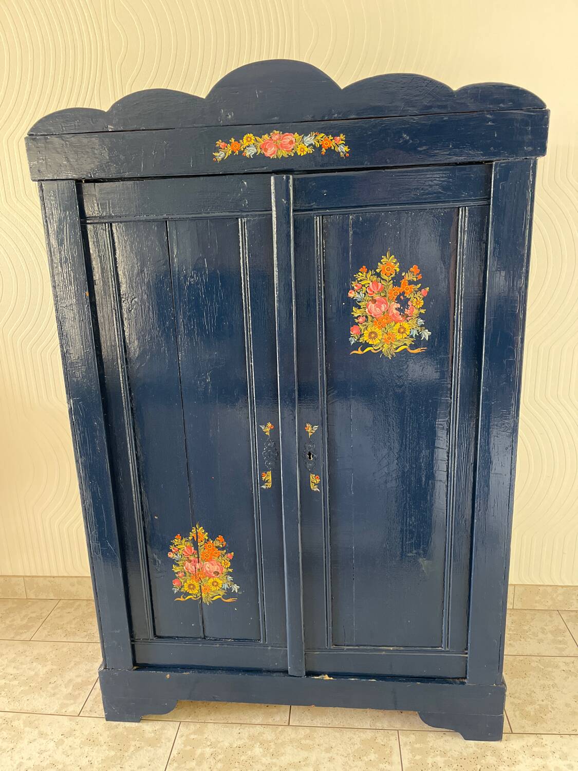 Old Parisian wardrobe painted in midnight blue