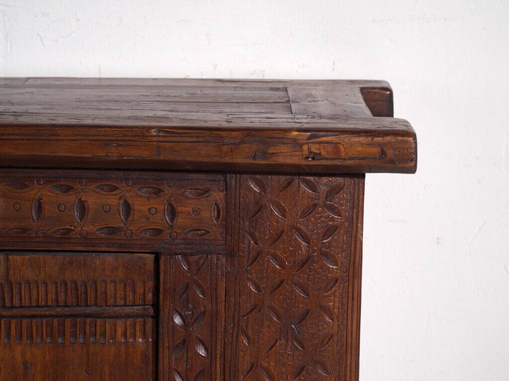 Antique carved pine wood buffet – Xinjiang, circa 1900