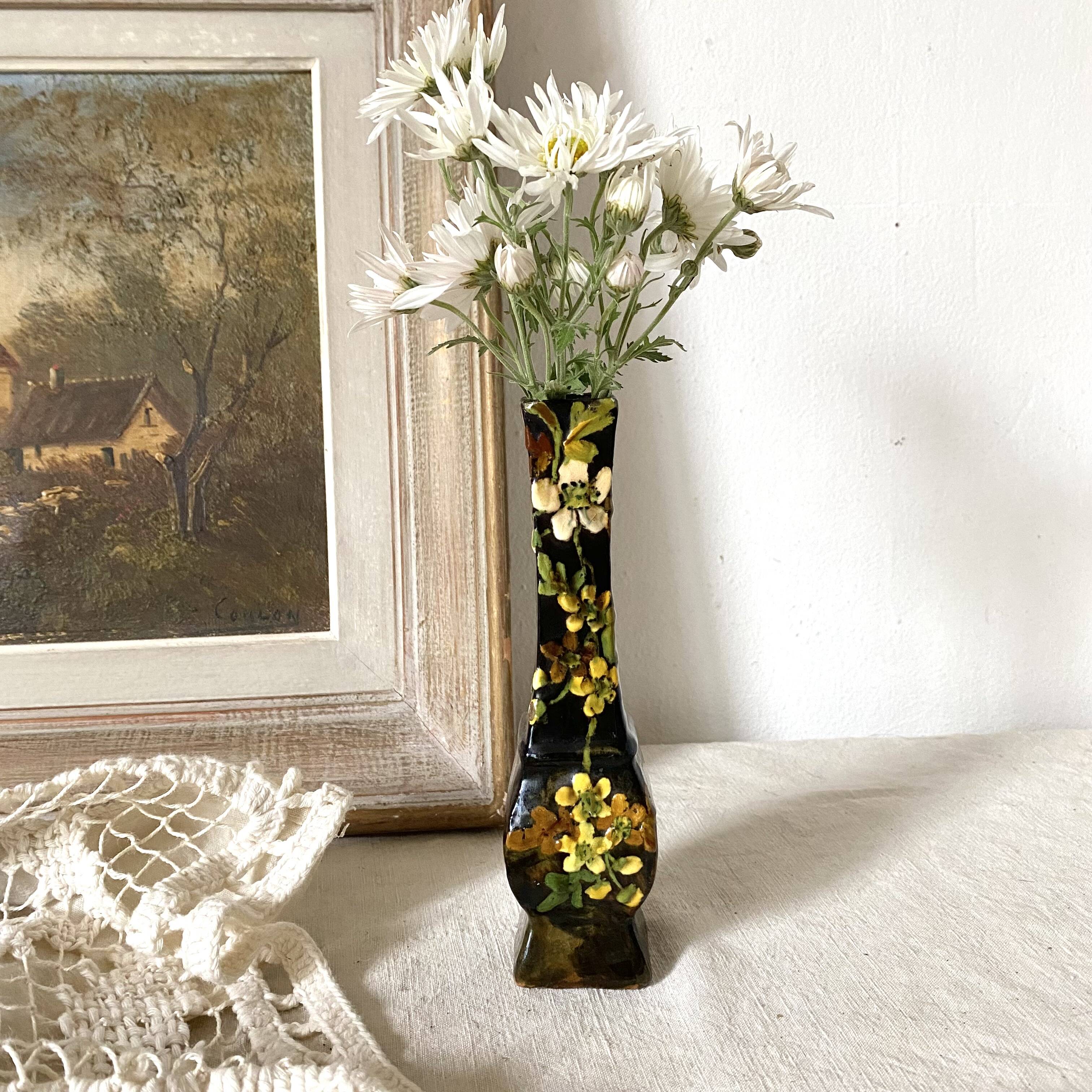 Antique single-flower vase with floral decoration, 1900