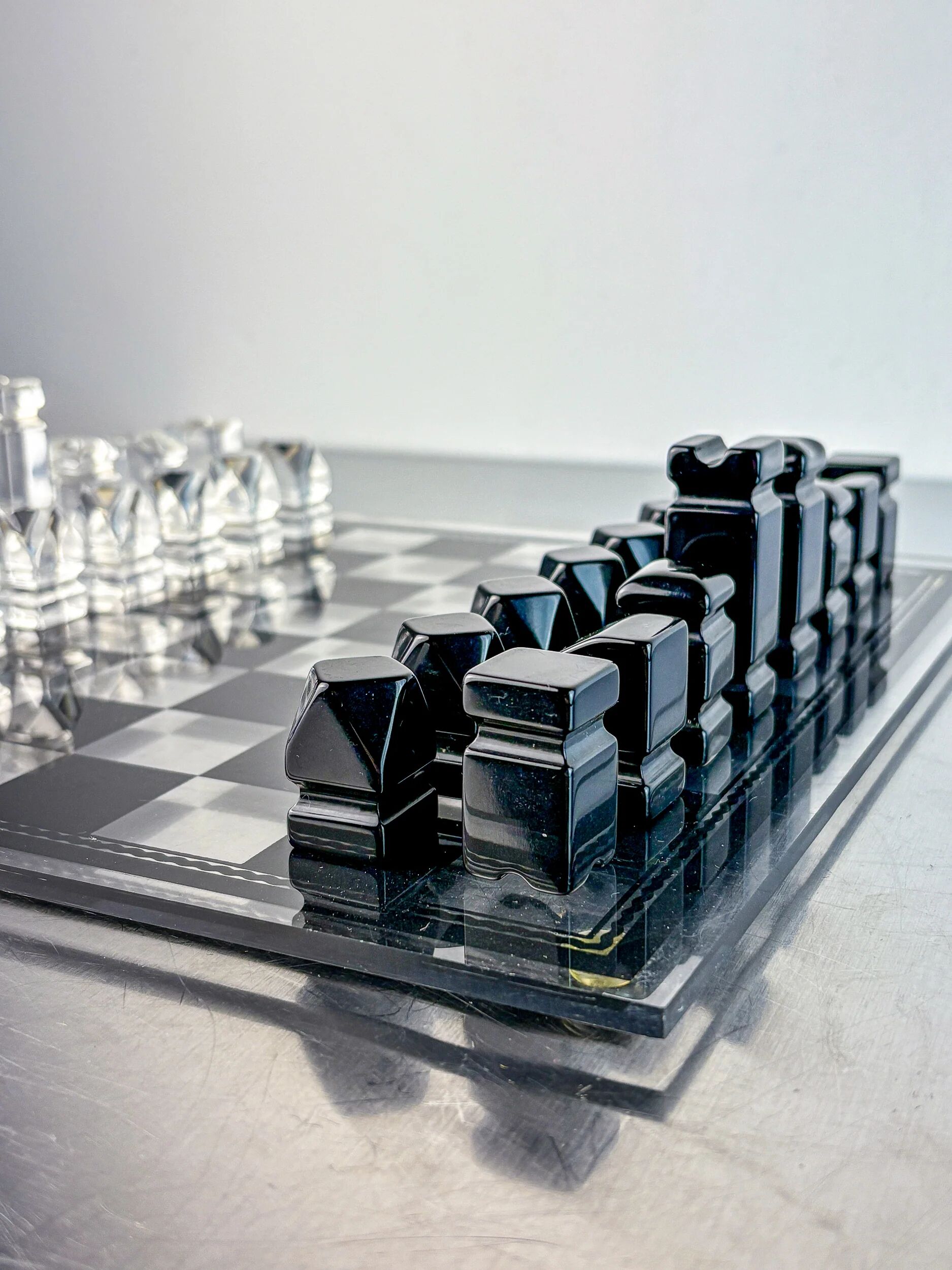 Felice Antonio Botta acrylic chessboard, Italy, 70s
