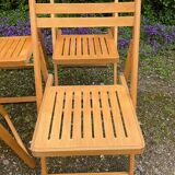 Set of 4 vintage beech folding chairs