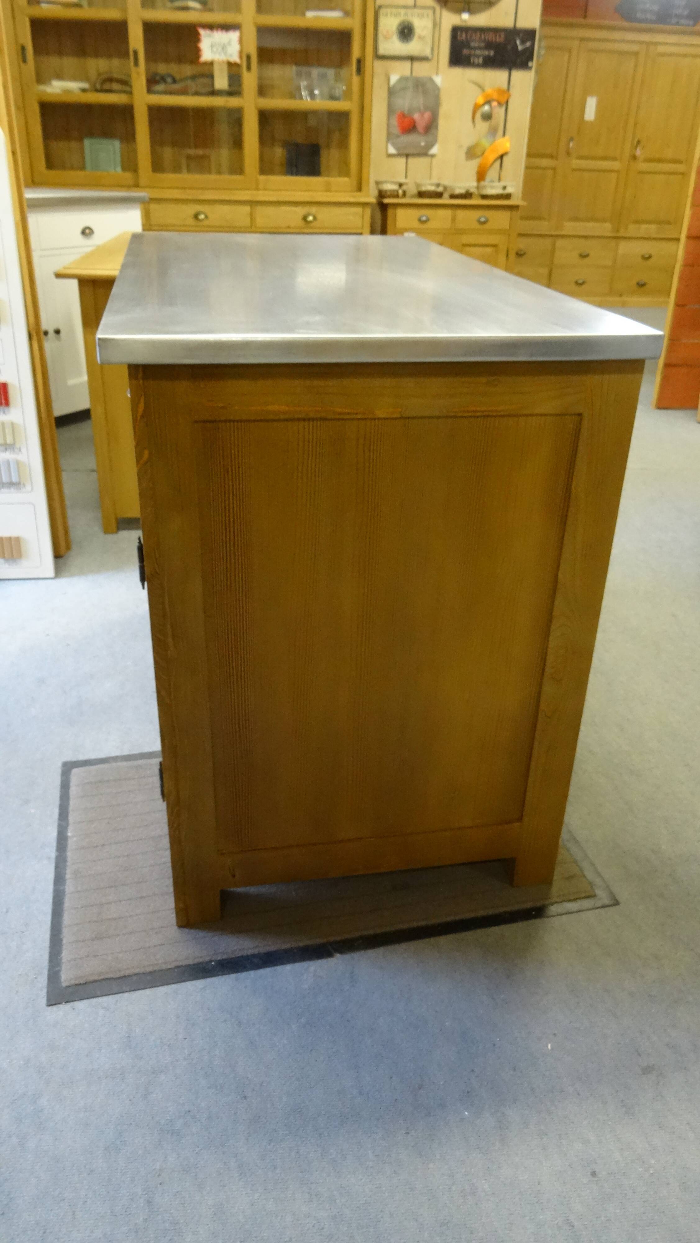 solid wood sideboard, metal top: zinc