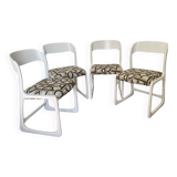4 Chaises Baumann traineau blanches entièrement restaurées