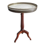 Old hot water bottle table, marble top