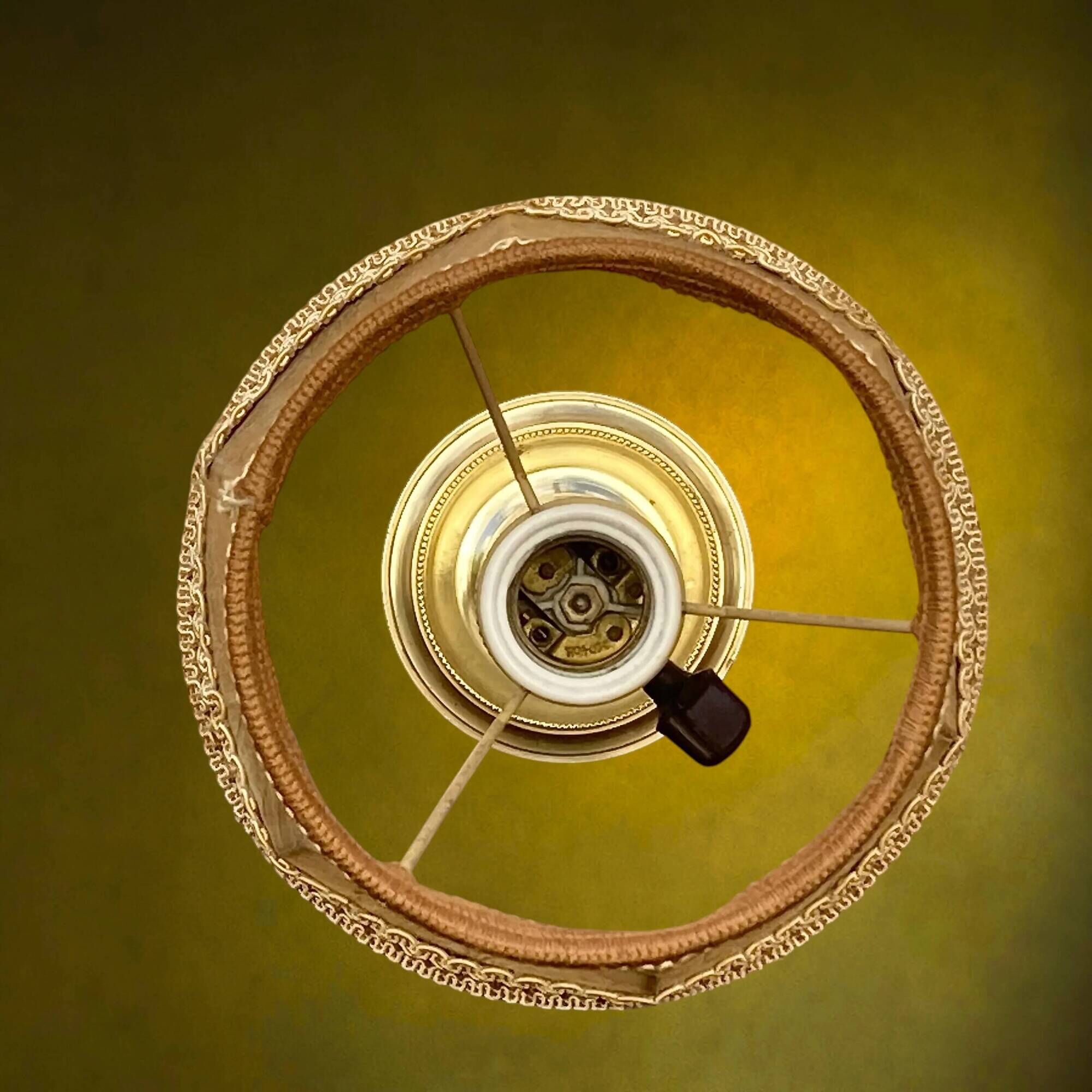 Solid brass table lamp with parchment effect shade – 1950s-60s