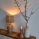 Lampe gres vintage abat jour corde