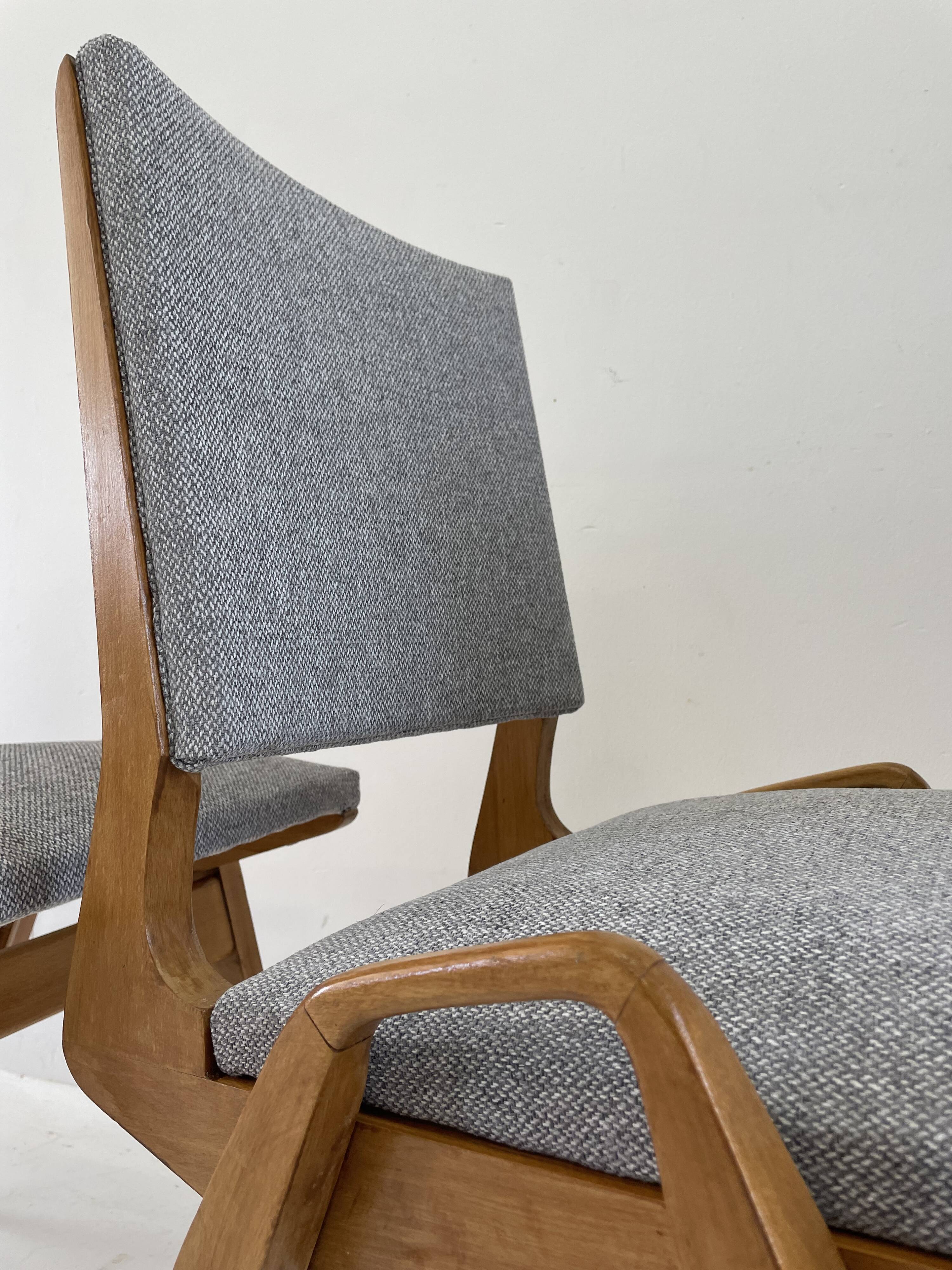 Suite of 4 chairs by Maurice Pre restored 1950