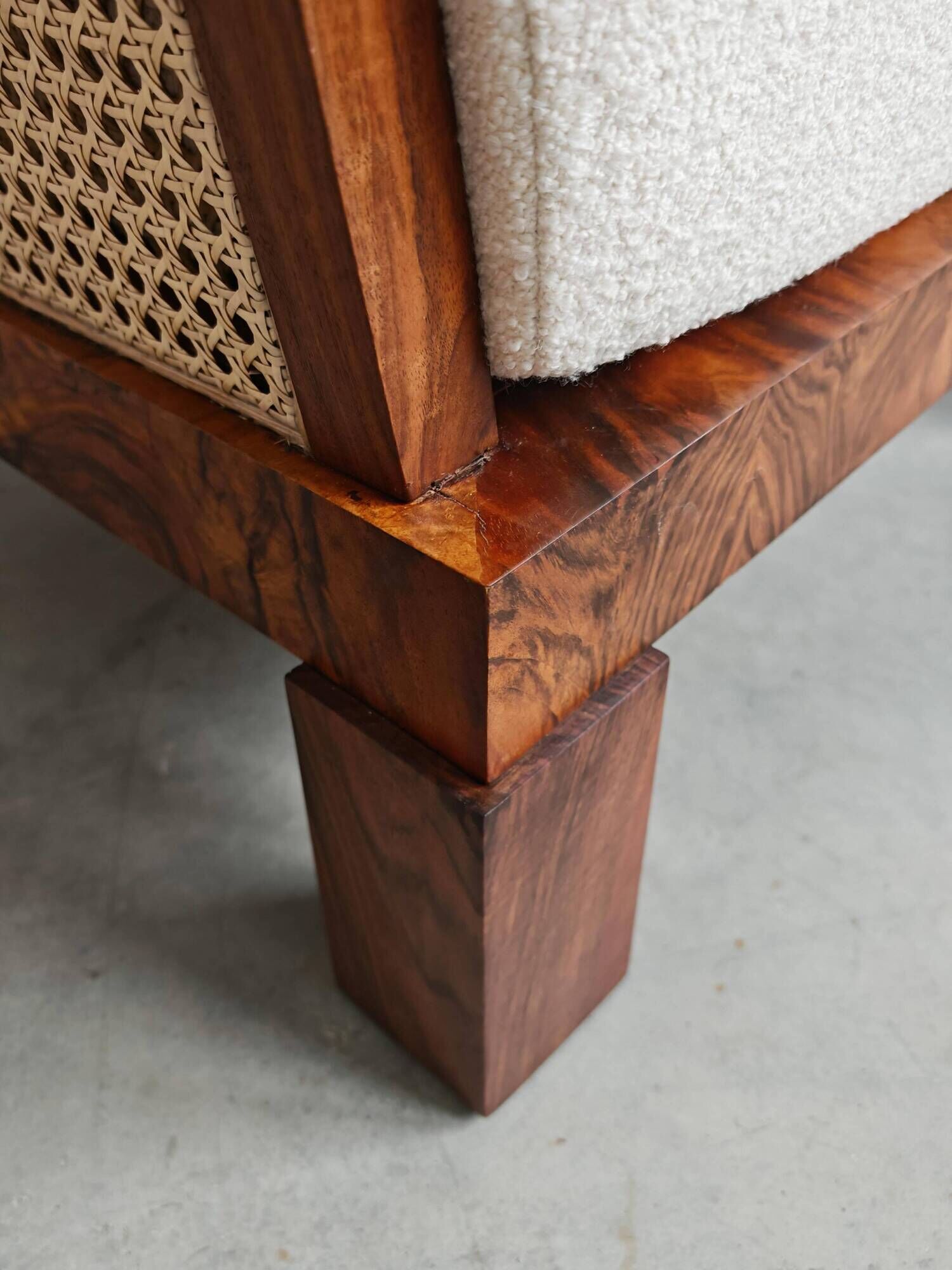 Art Deco club chair in walnut and cane, Austria 1920s