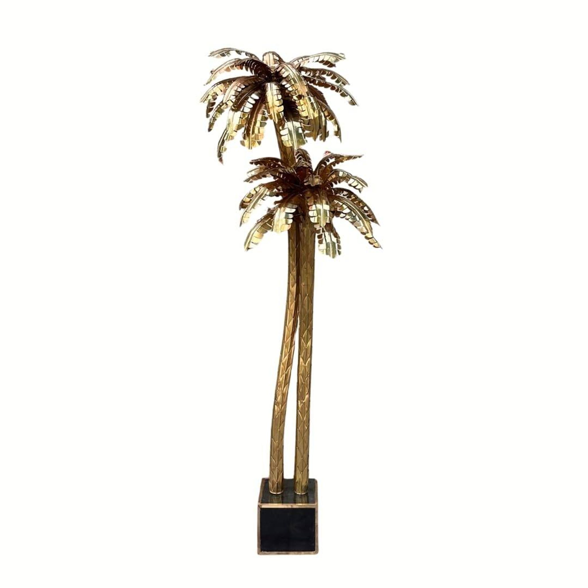"Palm Trees" floor lamp, Christian Techoueyres for Maison Jansen, gilded brass, 1970s – France